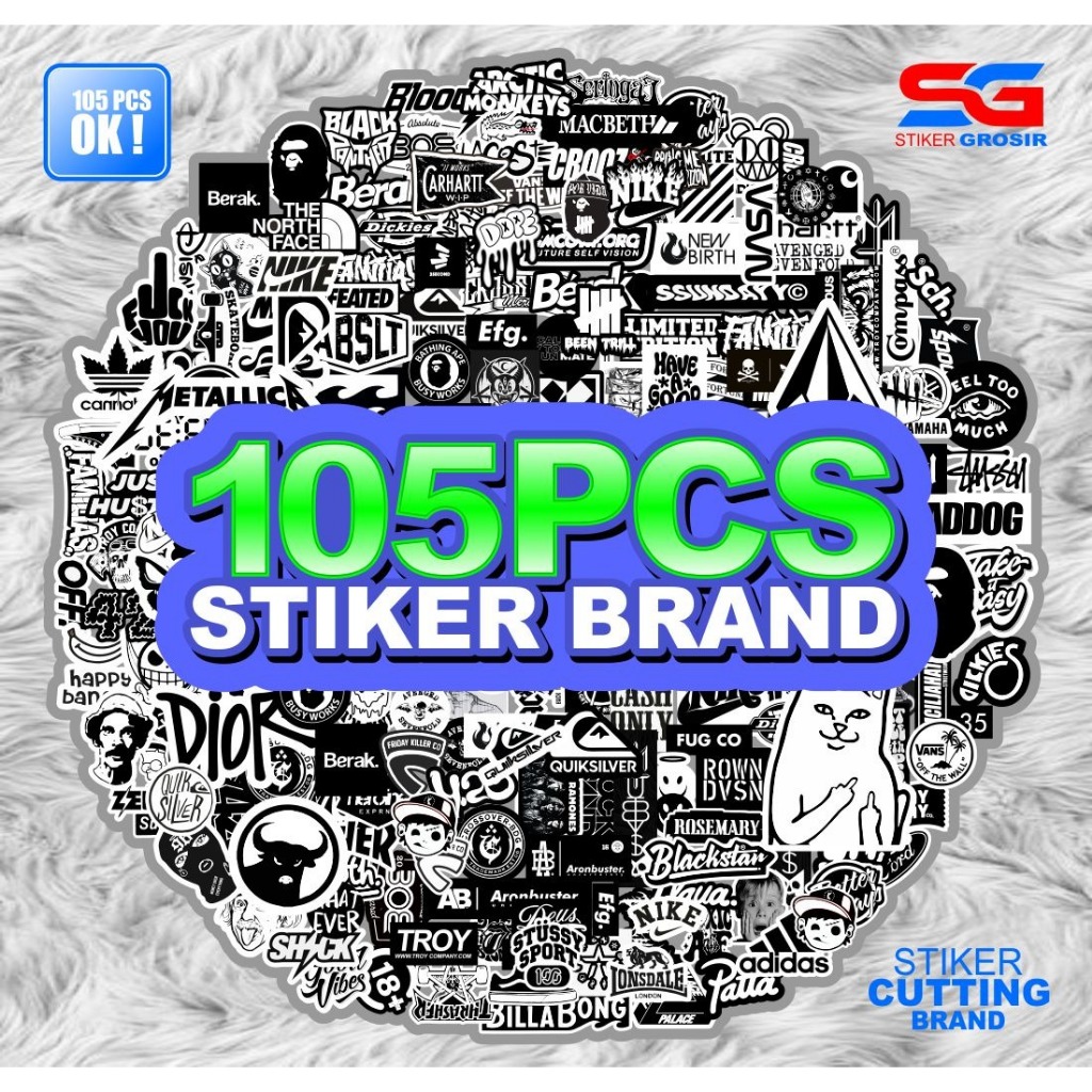 

105pcs stiker pack stiker distro hitam putih aestetic bagus tahan air
