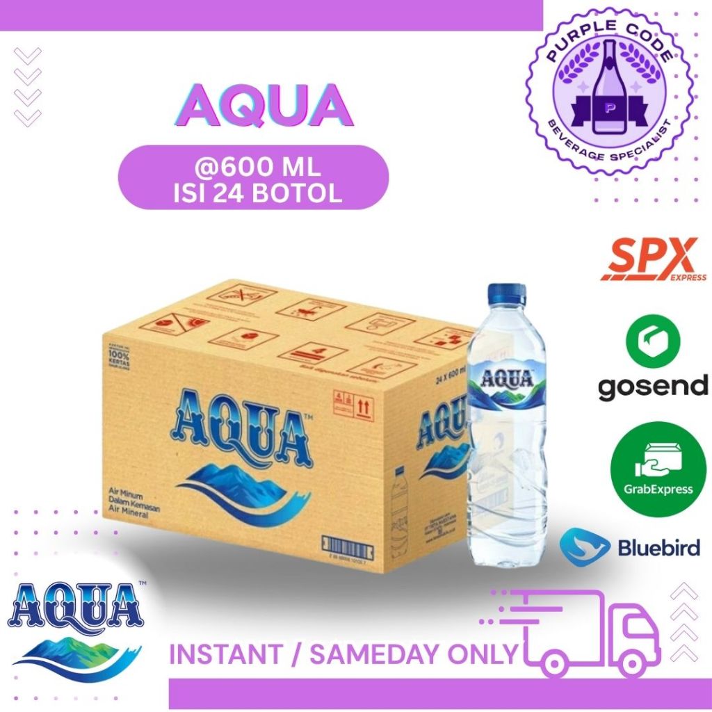 

(INSTANT READY) AQUA 600ml DUS Isi 24 BOTOL Per Karton - READY AQUA MINI 330ML, AQUA GELAS / CUP 220ML Air Minum Kemasan Botol Minuman Kardus