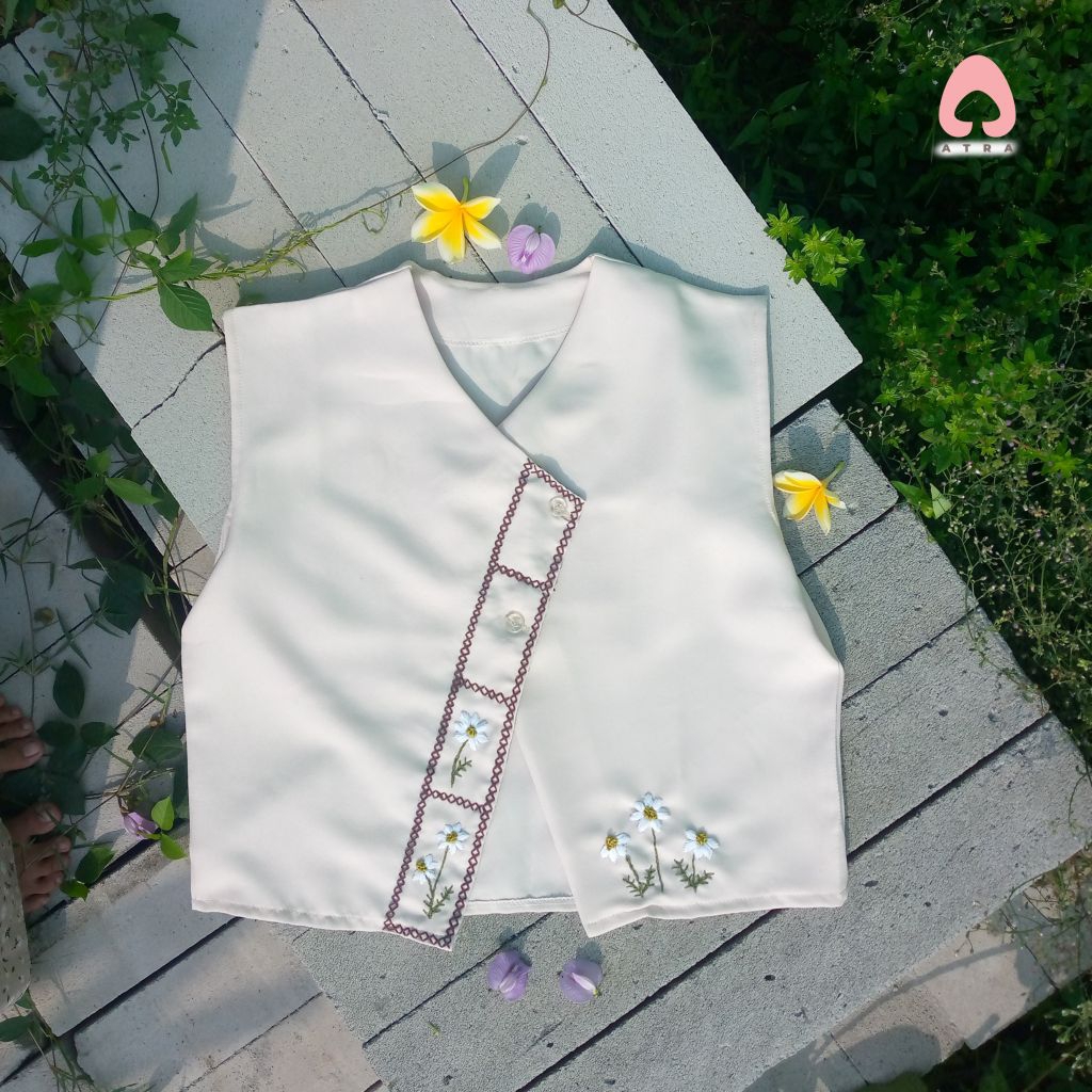 Vintage Daisy Vest/ Vest wanita/ Vest