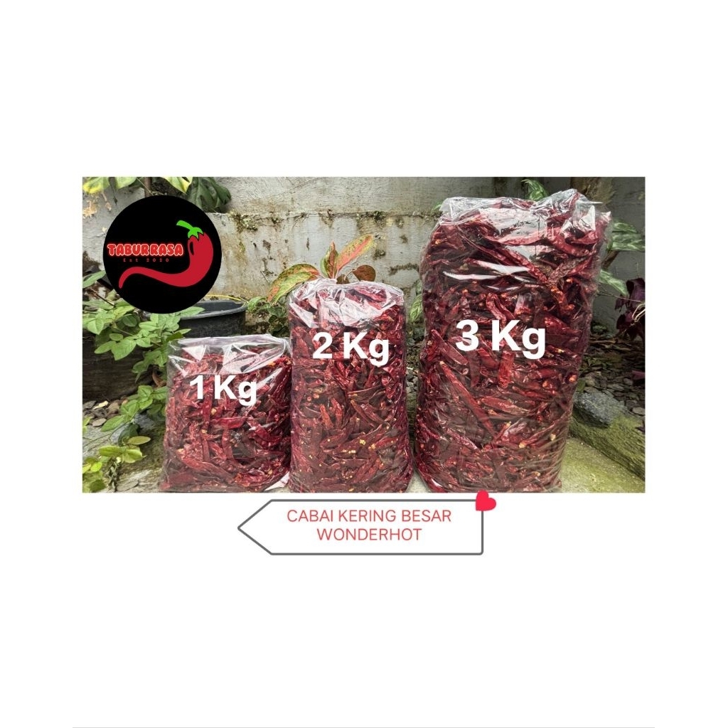 

CABE MERAH BESAR KERING TANPA TANGKAI WONDER HOT