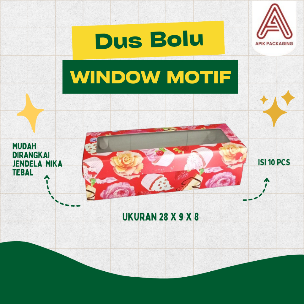 

Dus Window Motif Warna Merah Untuk Bolu Atau Roll Cake Isi 10pcs
