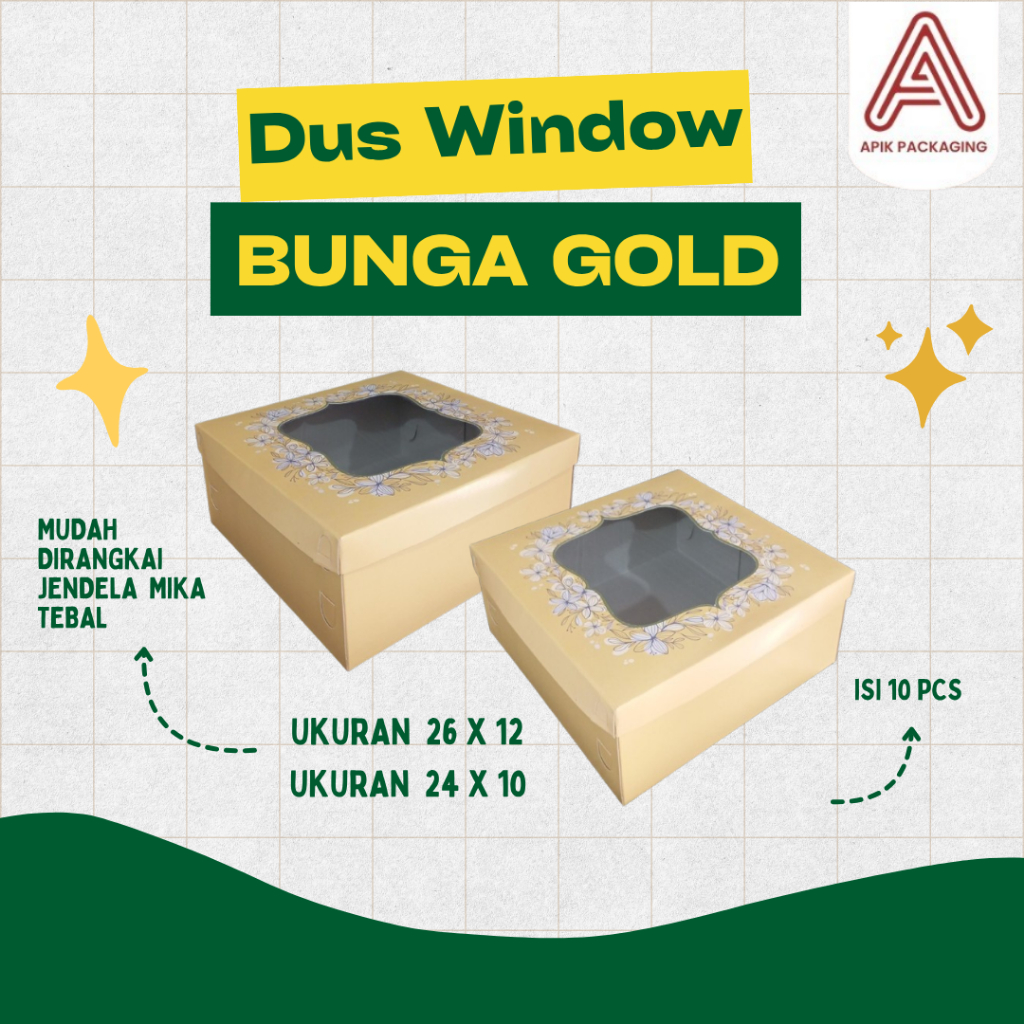 

Dus Window Motif Bunga Warna Gold Untuk Cake Ukuran 24 26 Isi 10pcs