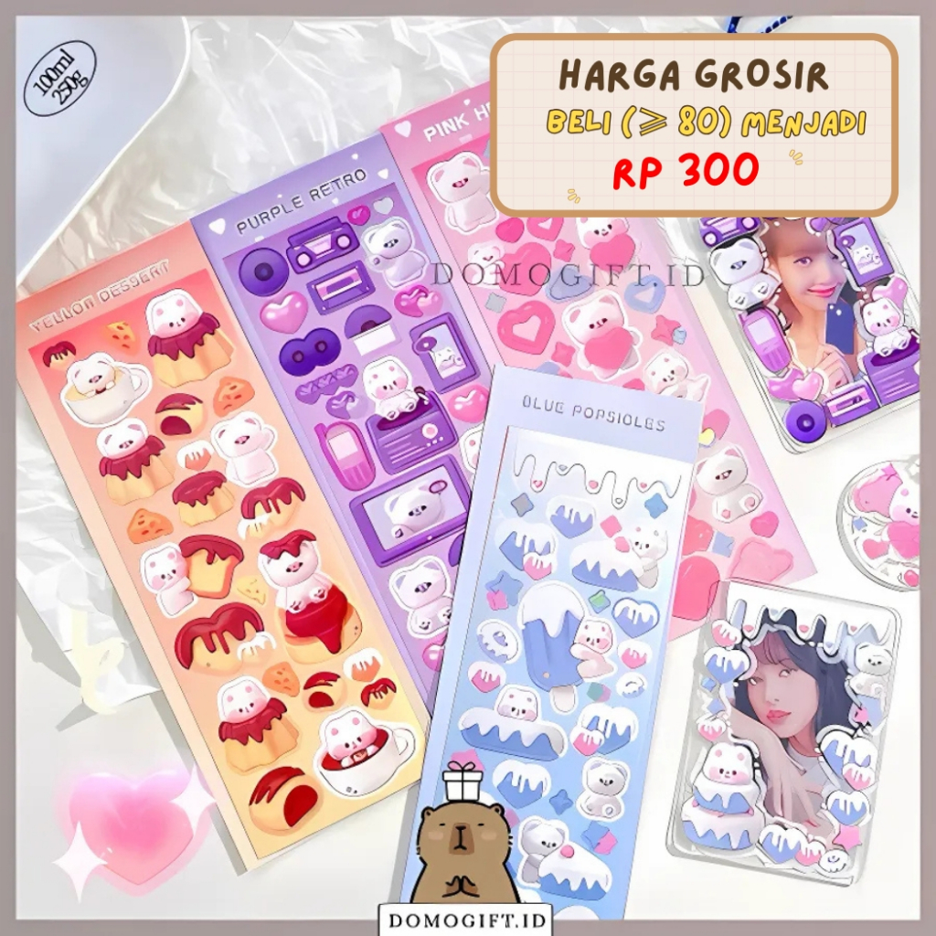 

Stiker MOMO DIY Dekor Kartu Photocard Kpop Card Lucu/Sticker DIY Gantungan Kunci Aklirik 1 Lembar