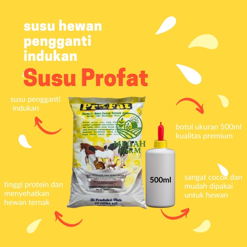 SUSU HEWAN TERNAK PROFAT 1 KG KEMASAN ORIGINAL plus BOTOL DAN DOT 1 Profat Susu Ternak Berkualitas 1