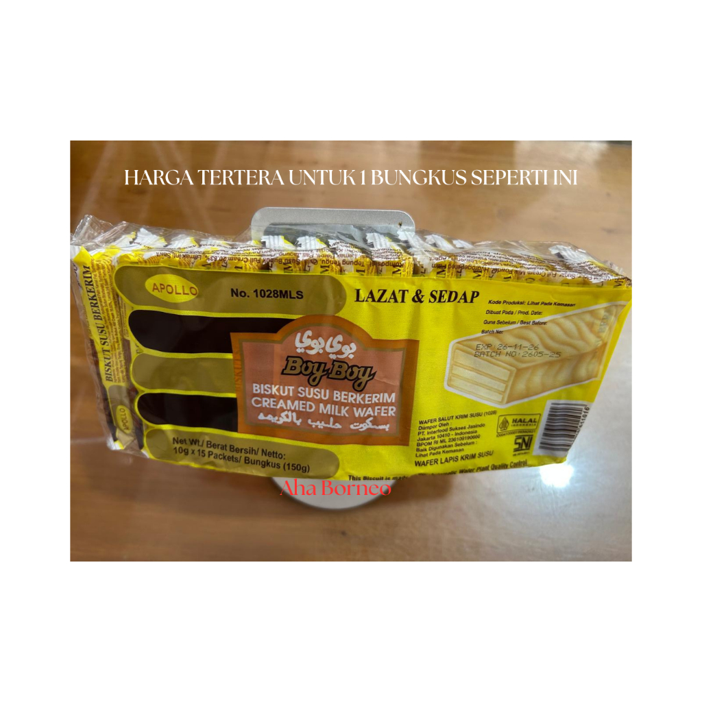 

APOLLO BOY BOY WAFER 1 BUNGKUS ISI 15PCS KRIM SUSU