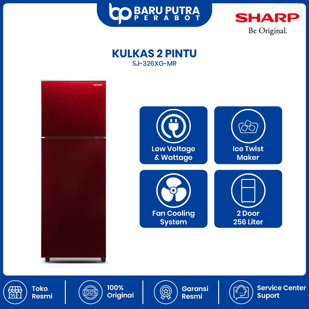 Sharp Refrigerator 2 Pintu 256L Red Series || Sharp Kulkas 2 Pintu 256L Shine Glass Red