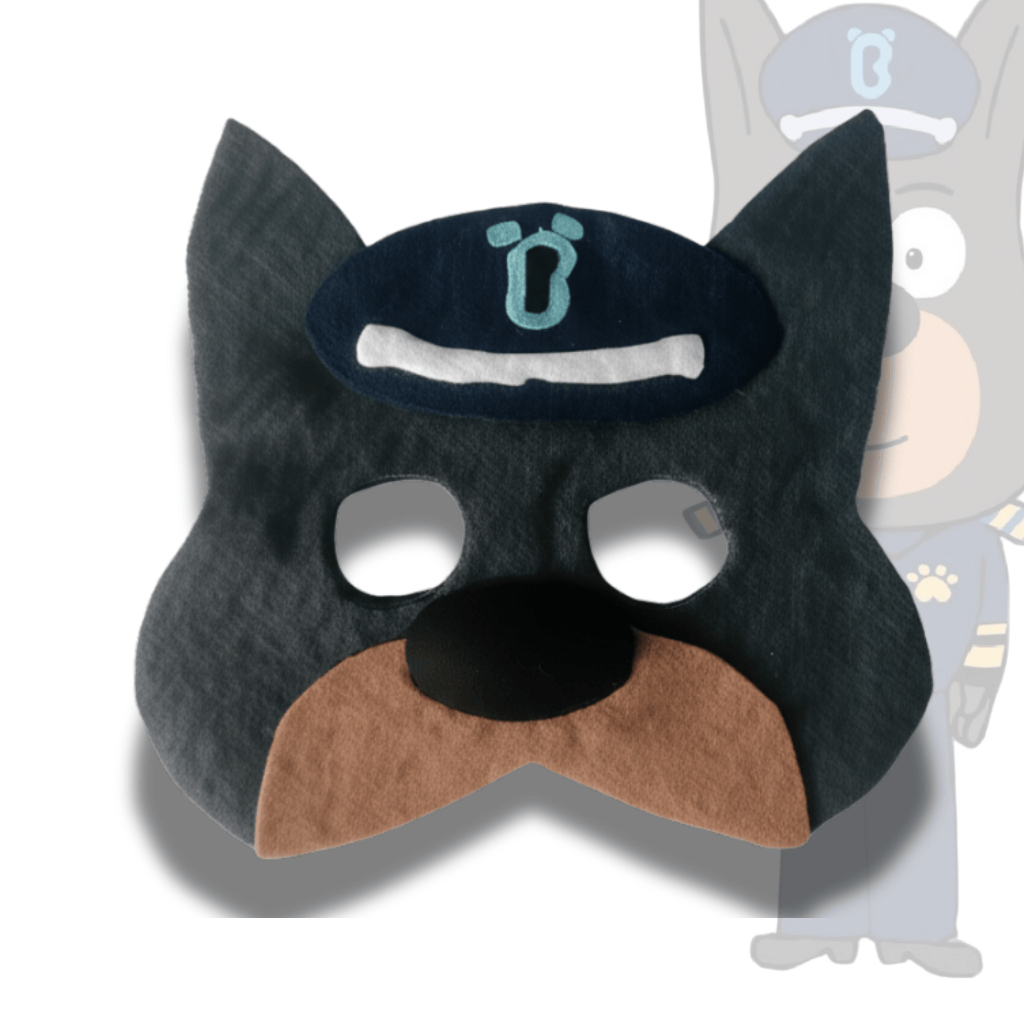 bdg craft topeng karakter polisi labrador DOBIE penjaga keamanan