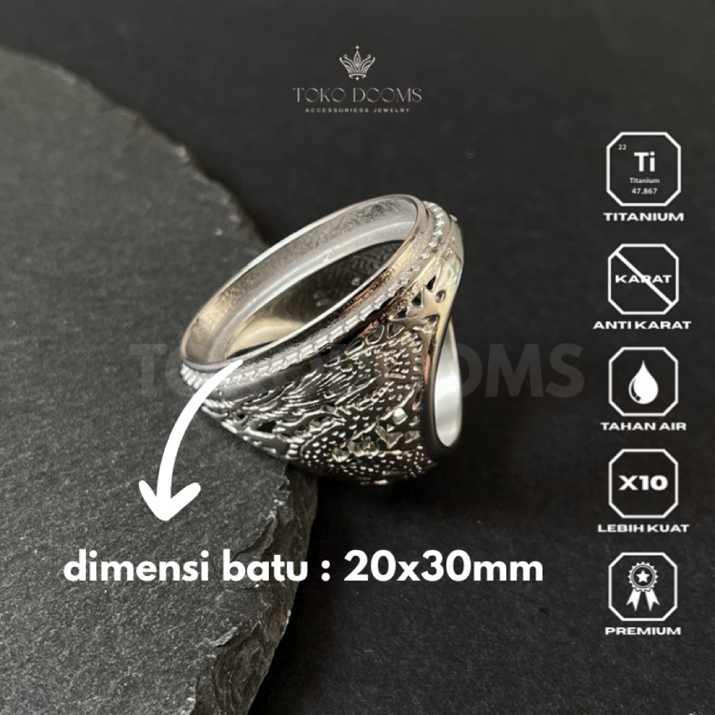 ring emban doff cincin [TITANIUM] 20x30 naga super elegan istimewa