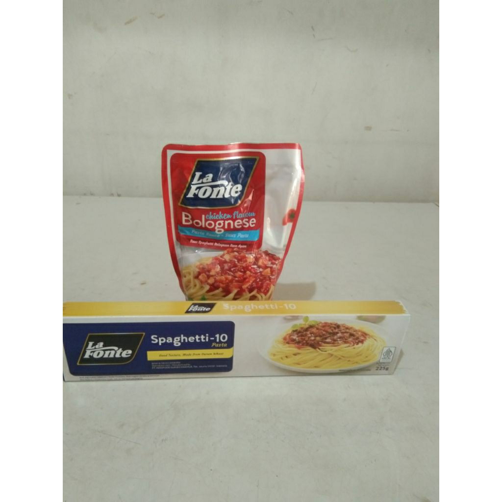 

paket La Fonte spaghety 225g + La Fonte bolognese 290g