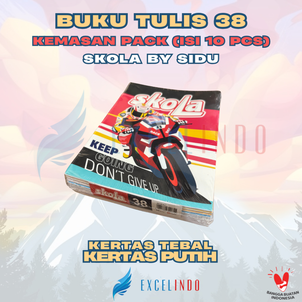 

(1 PACK/ISI 10 BUKU) GROSIR Buku Tulis Kwarto Skola by SIDU 38 Lembar PREMIUM QUALITY