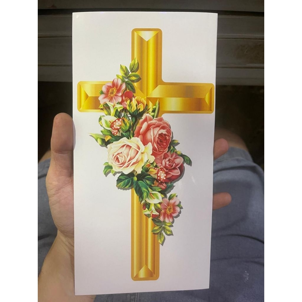 

stiker salib kembang bagian kaki kepala peti 50 pcs dan oval 50 pcs