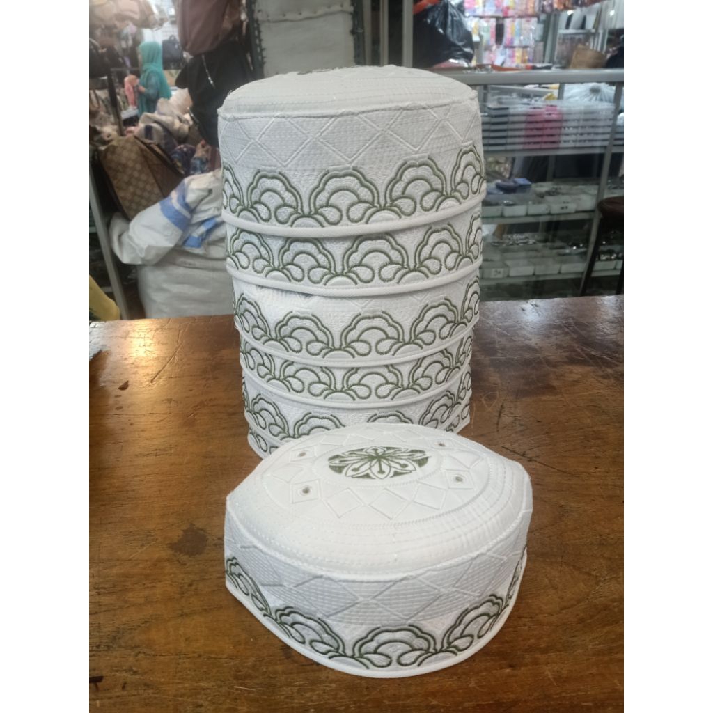 Peci Putih Peci Malaysia Peci Bordir Motif Bordir Kembang