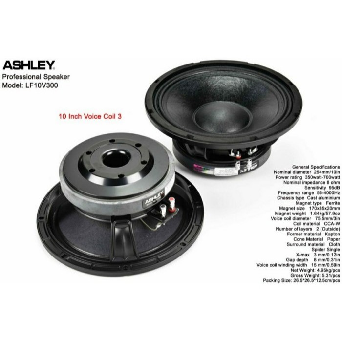 LF10V300 SPEAKER COMPONENT 10 INCH ASHLEY ORIGINAL / KOMPONEN 10 INCH / LF10V300 ASHLEY