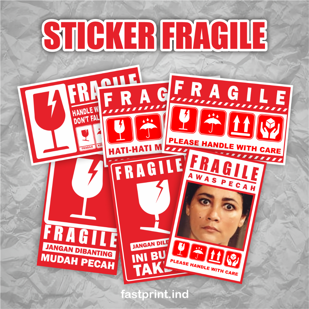 

Sticker Vinyl Sticker Fragile Murah | Stiker Pecah Belah Kemasan Olshop | Label Pengiriman Awas Pecah