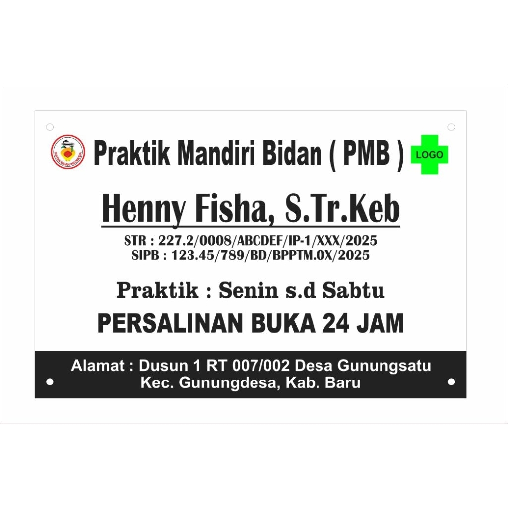 

Papan Praktik Apoteker,Dokter,Bidan Custom (BAHAN AKRILIK)