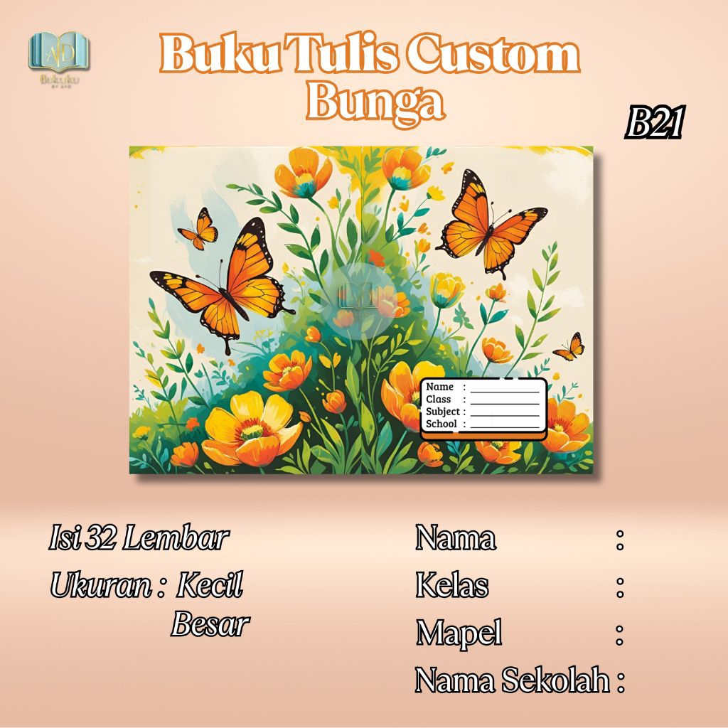 

Buku Tulis Custom Bunga & Kupu-kupu