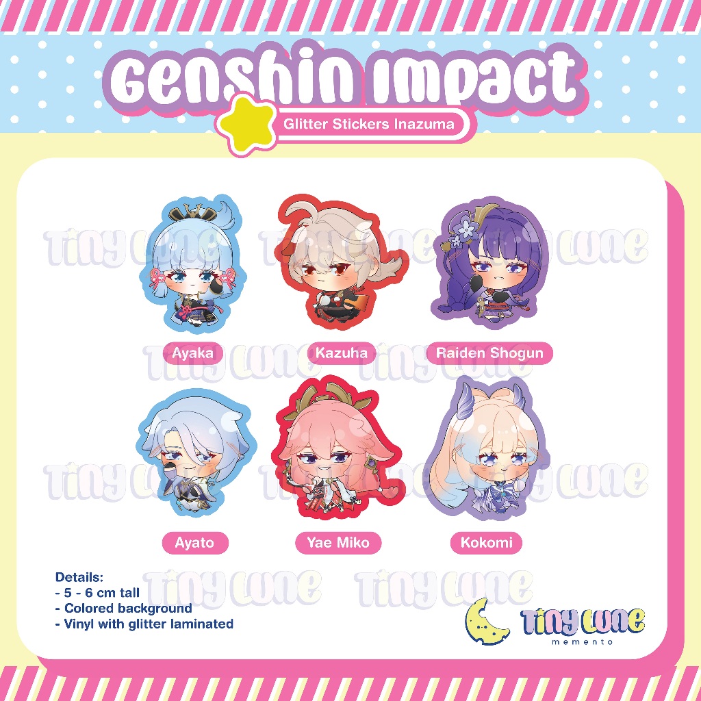 

[Glitter Sticker] Genshin Impact - Inazuma Series Glitter Stickers (Minimal pembelian Rp.15.000)