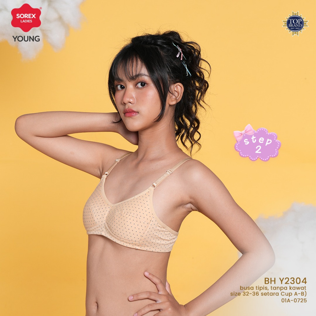 Sorex Young Bra Remaja Miniset Polkadot Step 2 Busa Tipis Tanpa Kawat Kait 2 Cup Setara Cup B Y 2304