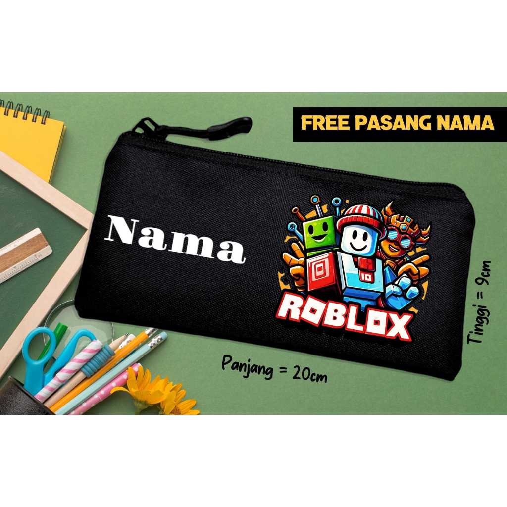 

Gratis Sablon Nama - Tempat Pensil Anak Karakter Game online Freefire Roblox Minicraft Mobile Legend Tungtung Sahur Assasino Cappucina Bahan Cordura