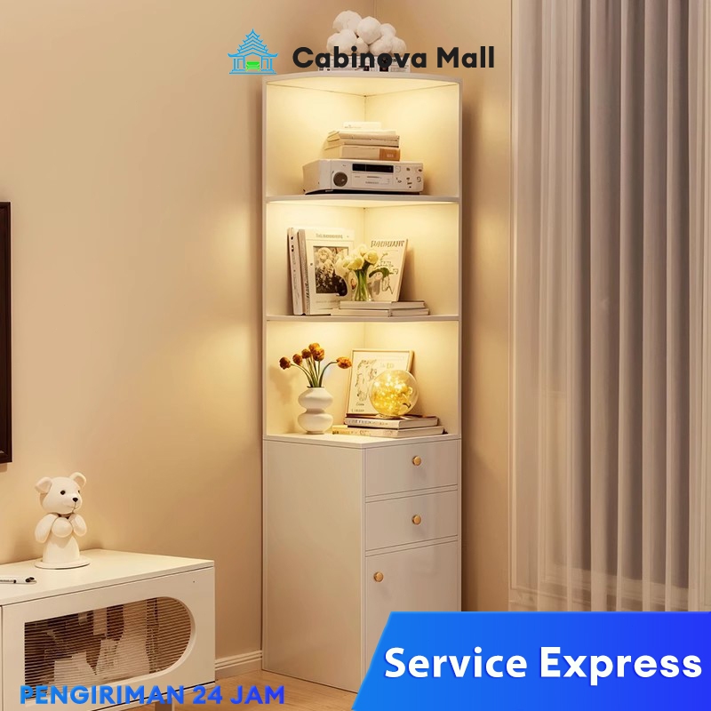 Rak Buku Sudut Rak Sudut 3 Lapisan Rak Pajangan Rak Buku Kayu Minimalis Serbaguna Rak Buku Kayu