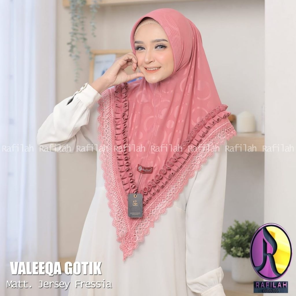 VALEQA GOTIK - Jilbab Khimar Instan Renda Gotik Valeqa Ori Rafilah Hijab ( Valeqa)