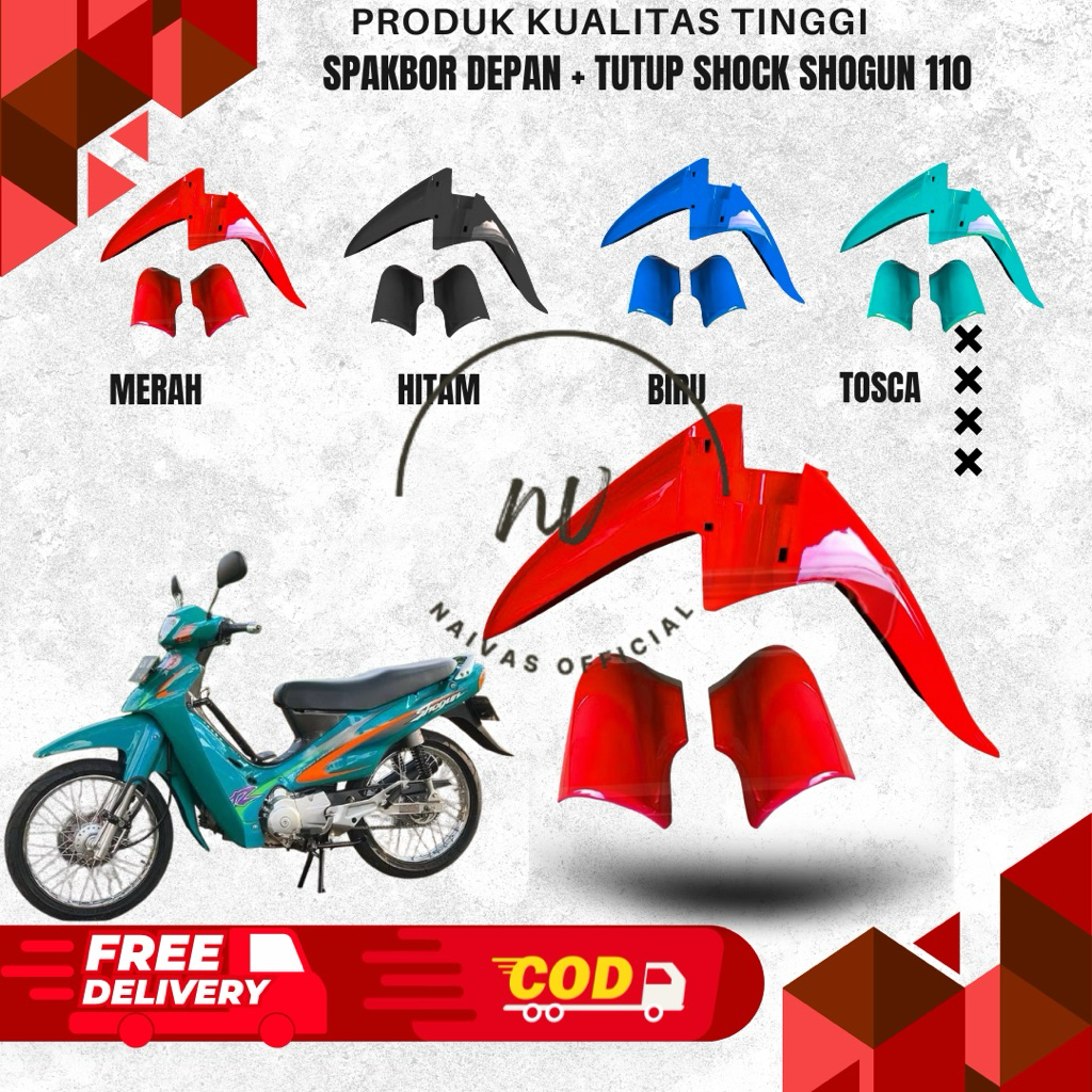 Spakbor depan shogun 110 merah hitam biru tosca bahan tebal