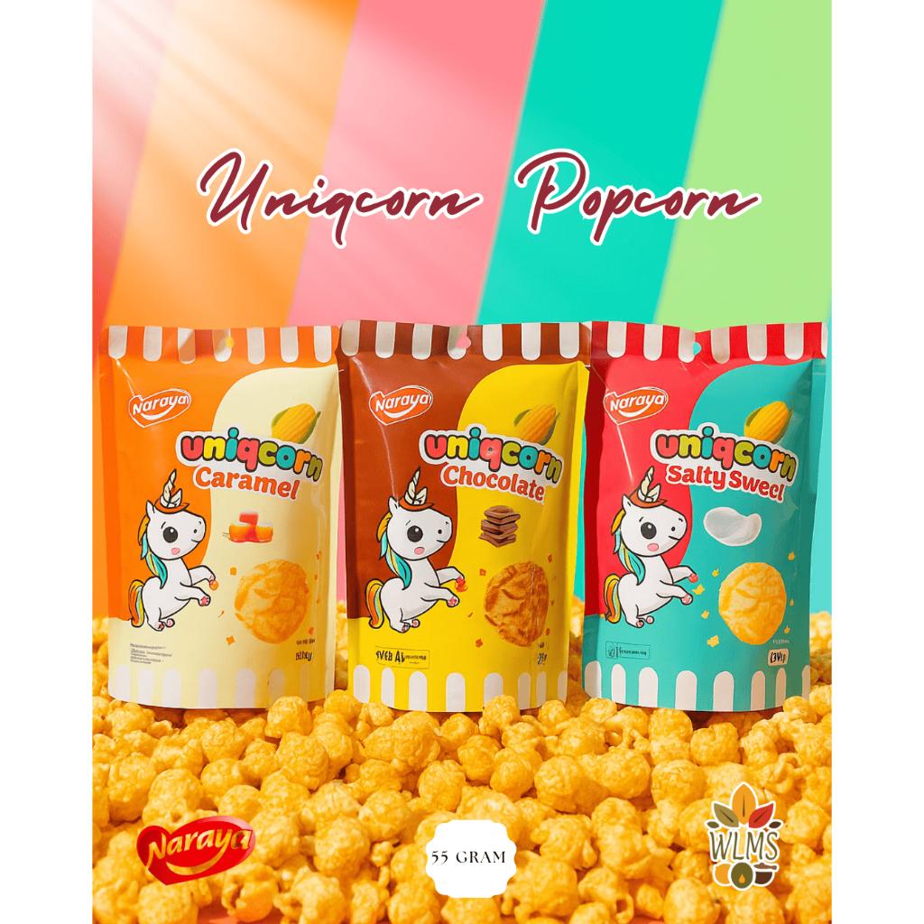 

Naraya Uniqcorn Popcorn 55gr / Camilan anak/ popcorn Naraya/ Kemasan pouch/ Camilan/ Jajanan