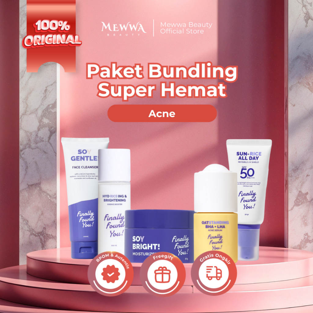 Mewwa Beauty - Finally Found You Bundling Acne 5 In 1 | Face Cleanser | Toner | Serum | Moisturizer 