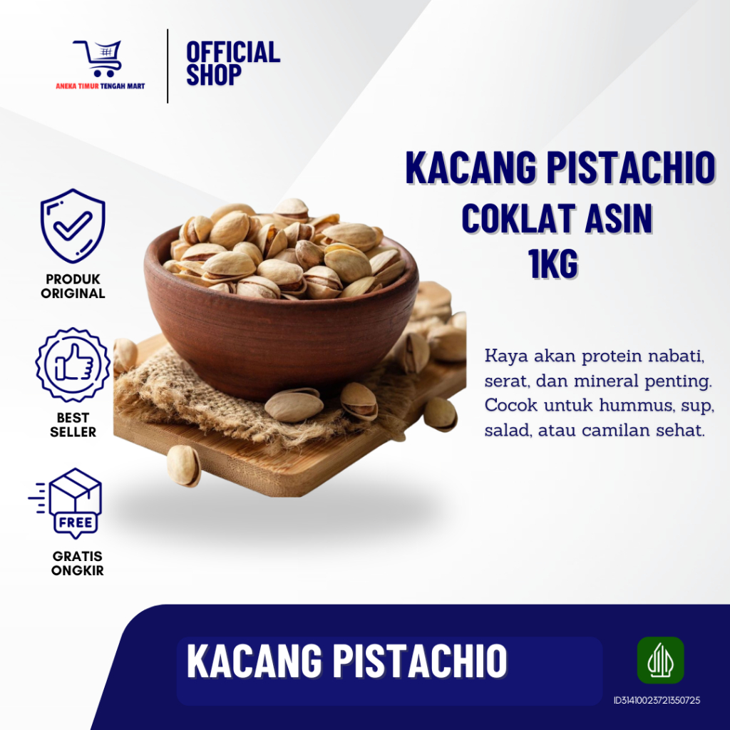 

KACANG PISTASIO COKELAT/PISTACHIO/KACANG PISTA 1kg