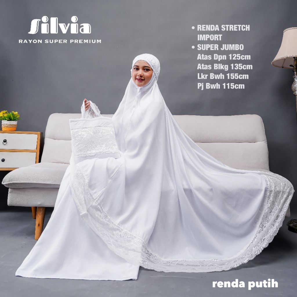 Mukena Dewasa Putih Polos Renda Bahan Katun Rayon Super Premium Size Super Jumbo Dan Mukenah Terusan