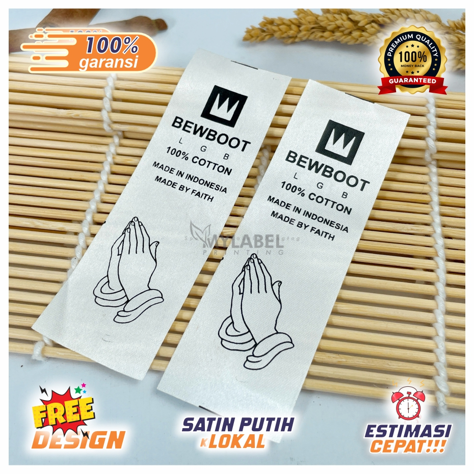 

( 100PCS/LABEL SATIN LOKAL / label baju custom /label merk /label hijab/label washing/label pakaian