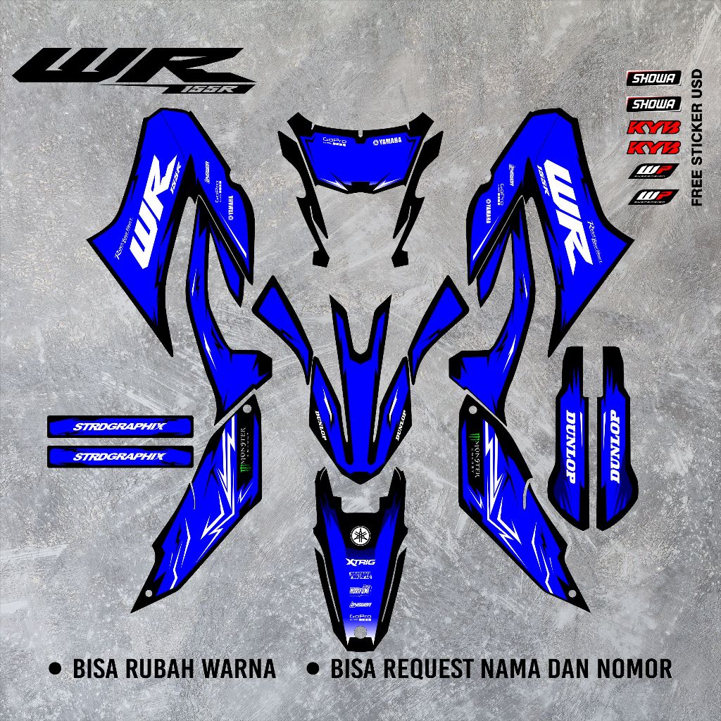 NEW STICKER DECAL  WR 155 WARNA BIRU FULL BODY PREMIUM SUPER GLOSSY Bebas Custom variasi V2 72
