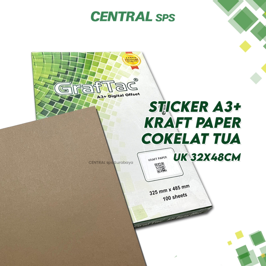 

Graftac Sticker Kraft Paper Cokelat Tua A3+ Bahan 100 Lembar - CENTRAL sps