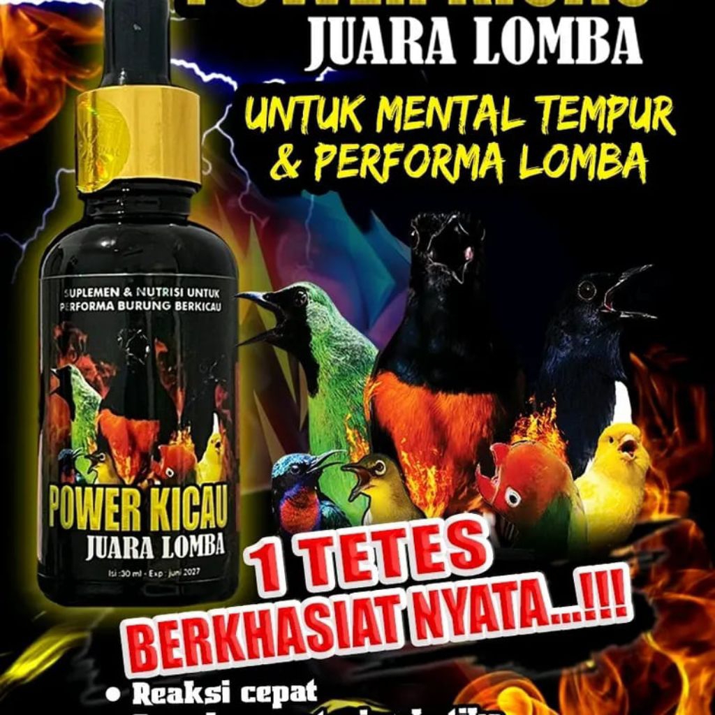Power kicau 1x tetes berkhasiat nyata suplemen vitamin burung kicau juara