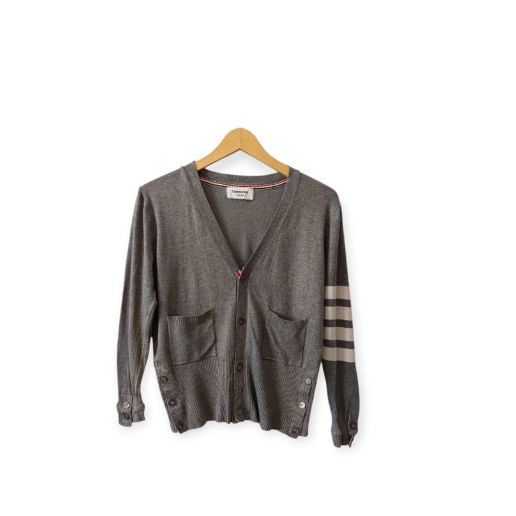 Thom Browne Grey 4-Bar Cardigan