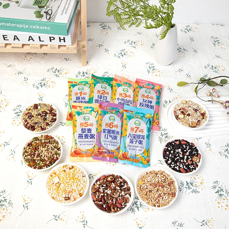 

bubur sehat 7 Hari dengan 7 rasa dengan campuran beras/biji-bijian/kacang sehat/harus di masak/makanan sehat/makanan diet