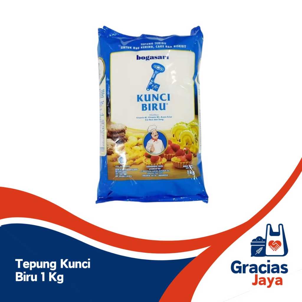 

Terigu kunci biru Kemasan 1 kg Bogasari