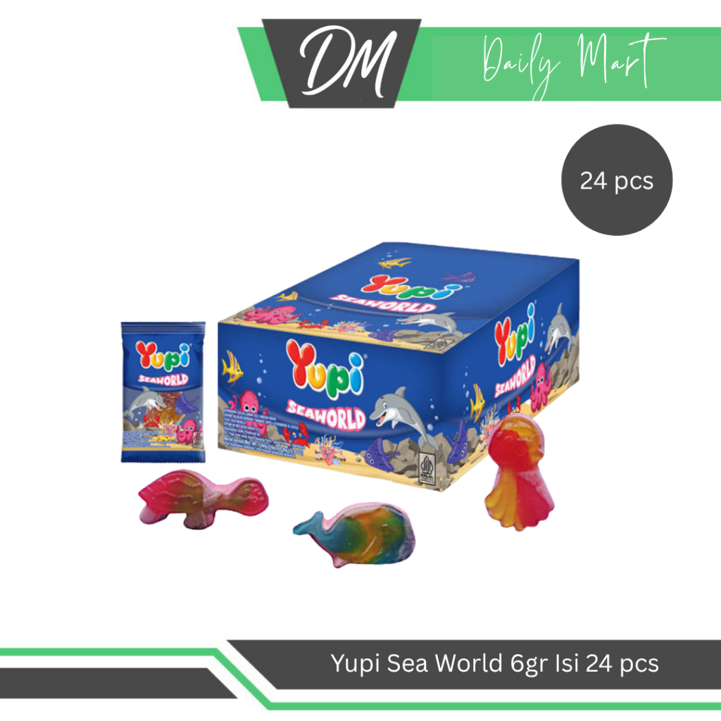 

Yupi Seaworld 1 Box Isi 24 Pcs x 6gr - Permen Kenyal Berbentuk Hewan Lucu Enak Murah