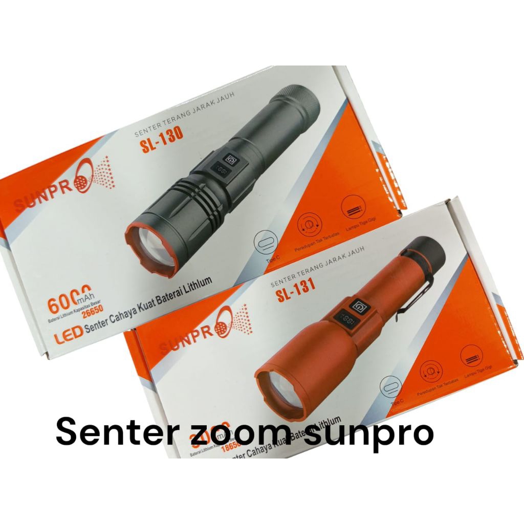 Senter tangan Sunpro zoom bidy aluminium SL-130/131 20-30watt