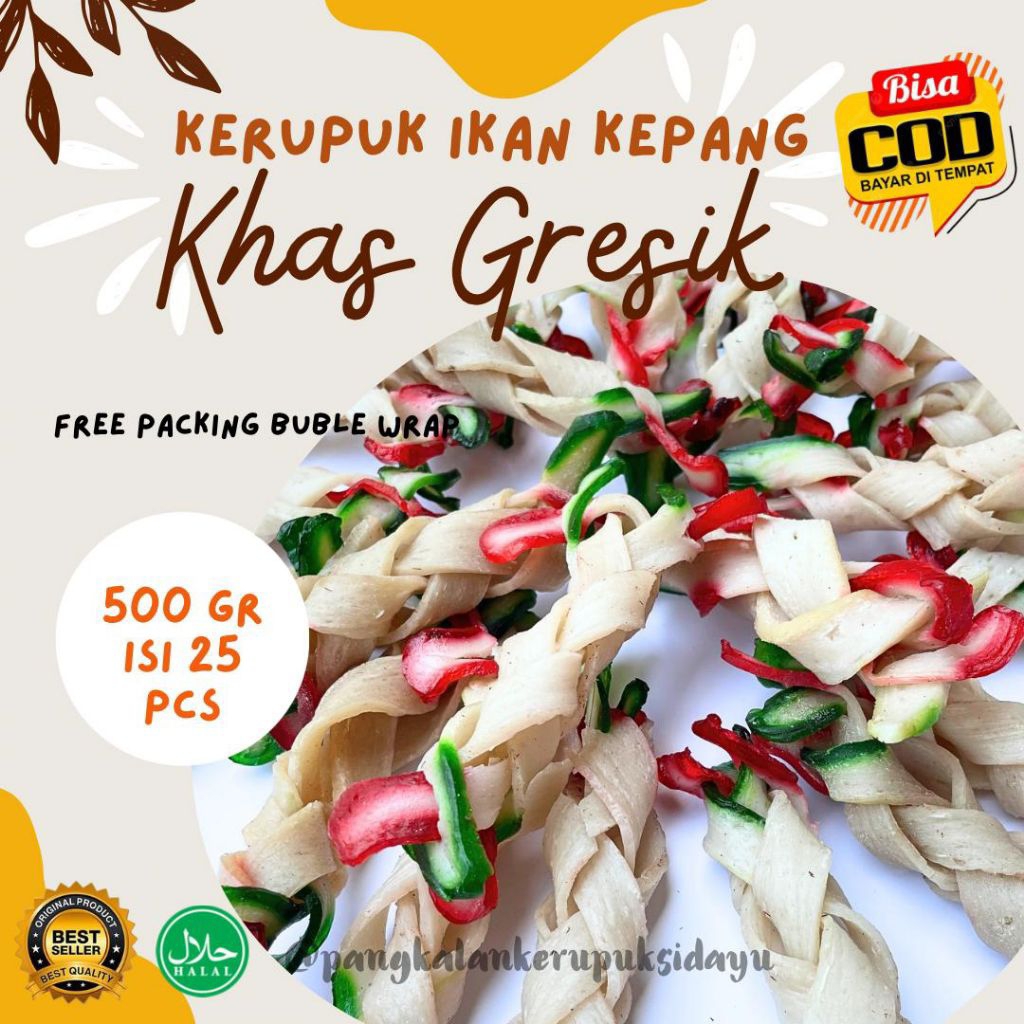 

Kerupuk Ikan Laut Bentuk Kepang Khas Sidayu Gresik Free Bubble Wrap