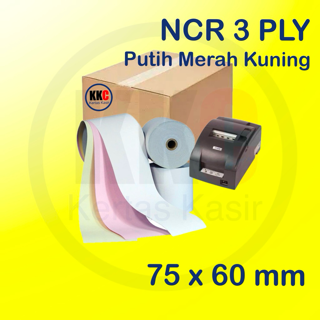 

KERTAS KASIR ROLL 3 PLY 75x60 PMK Cocok untuk printer kasir Dot Matrix 75mm