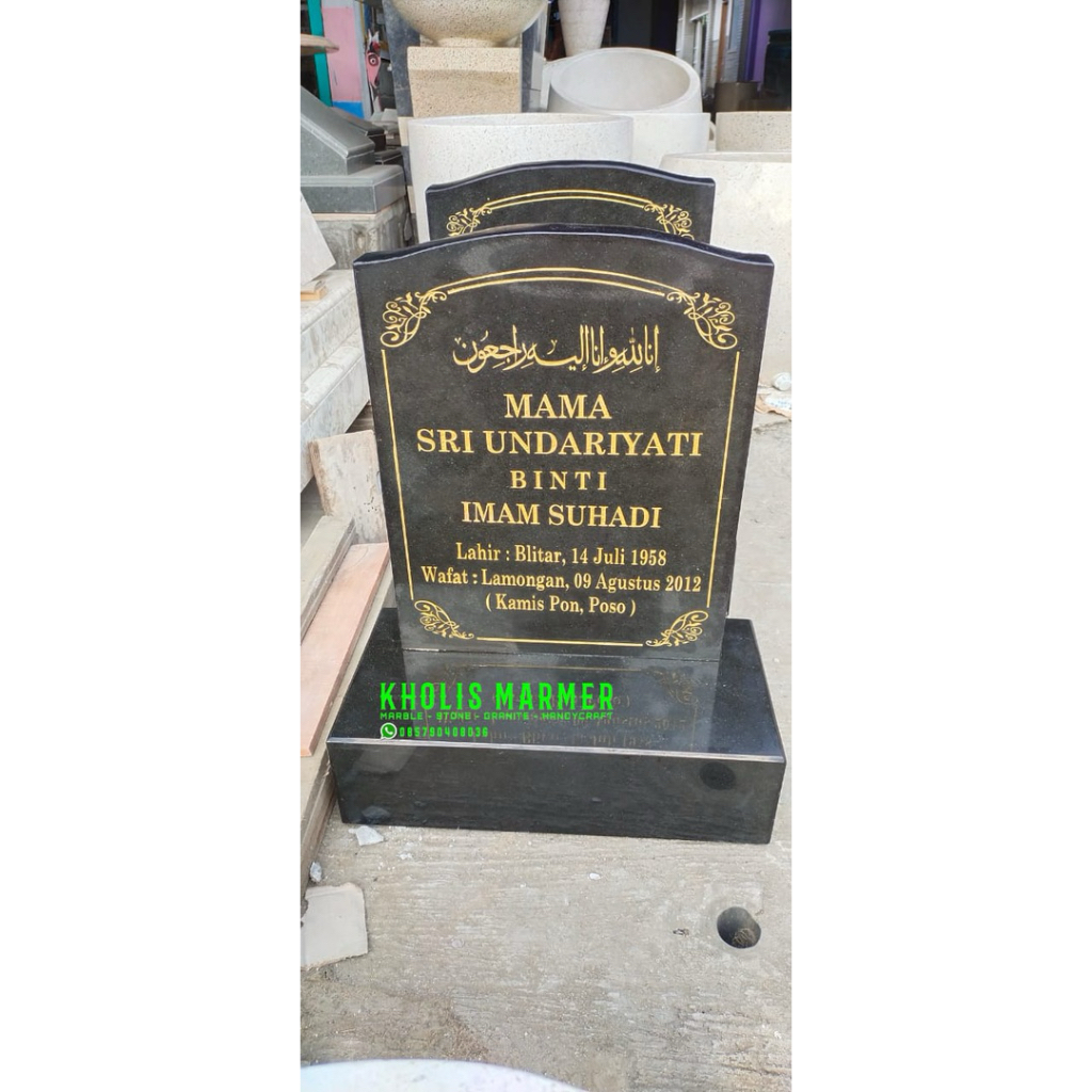 Batu Nisan Patok Full Batu Granit Hitam Alam