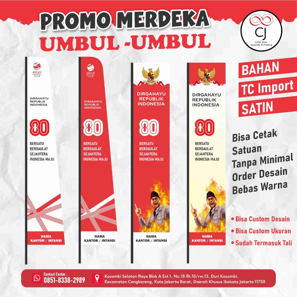 Umbul Umbul 17 Agustus Full Print, Umbul Umbul Print Design Custom PROMO 17 AGUSTUS