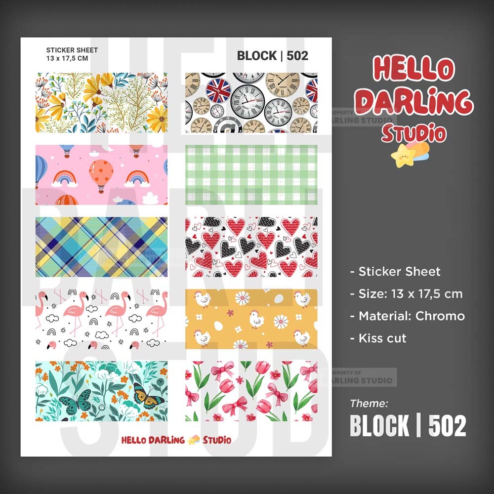 

Sticker Journal Pattern Block. Sticker Sheet Journaling Scrapbook Deco. Kiss Cut. Block 502.