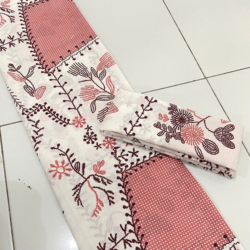 Kain Batik Meteran Katun Merah Pink Peach Soft Pastel Premium Jarik Panjang Pekalongan Motif Modern