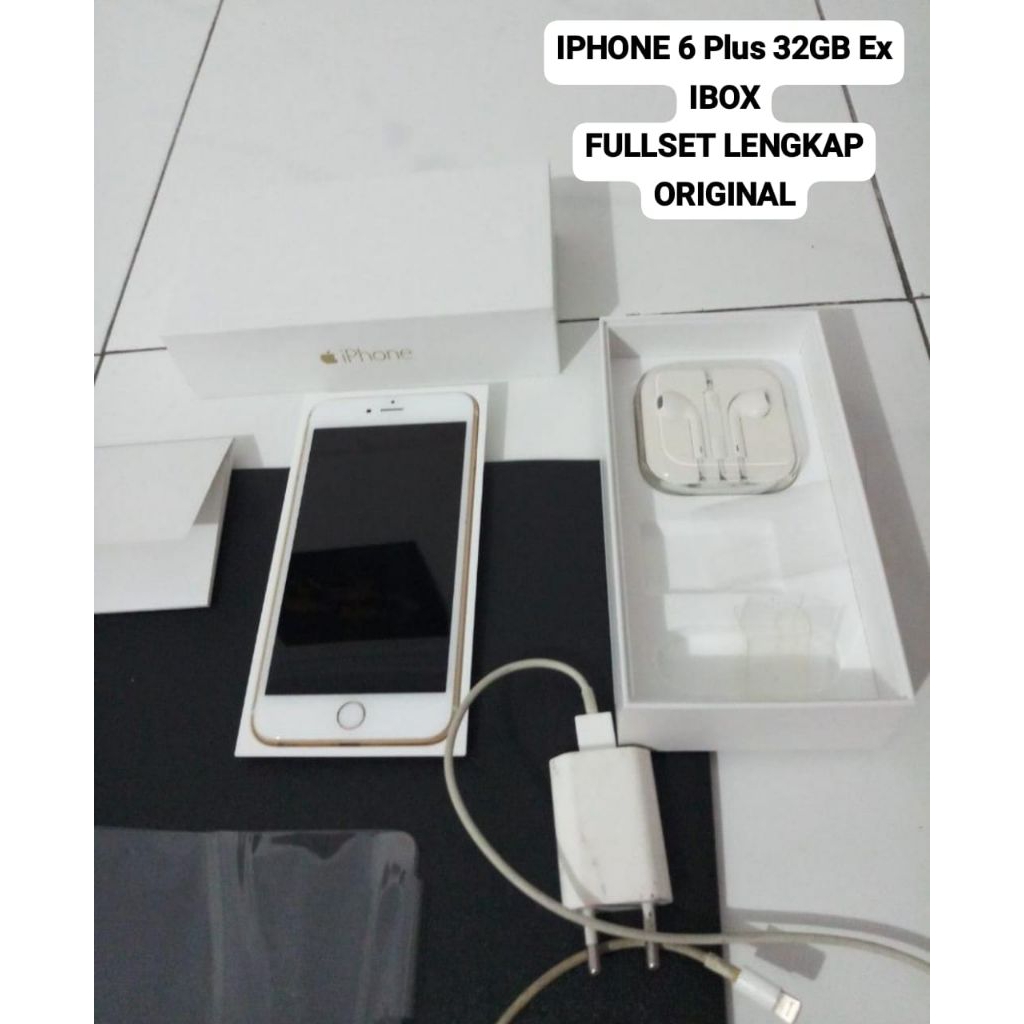 Iphone 6 Plus 32GB Gold Ex IBOX Fullset Komplit Dus Box Charger Lengkap