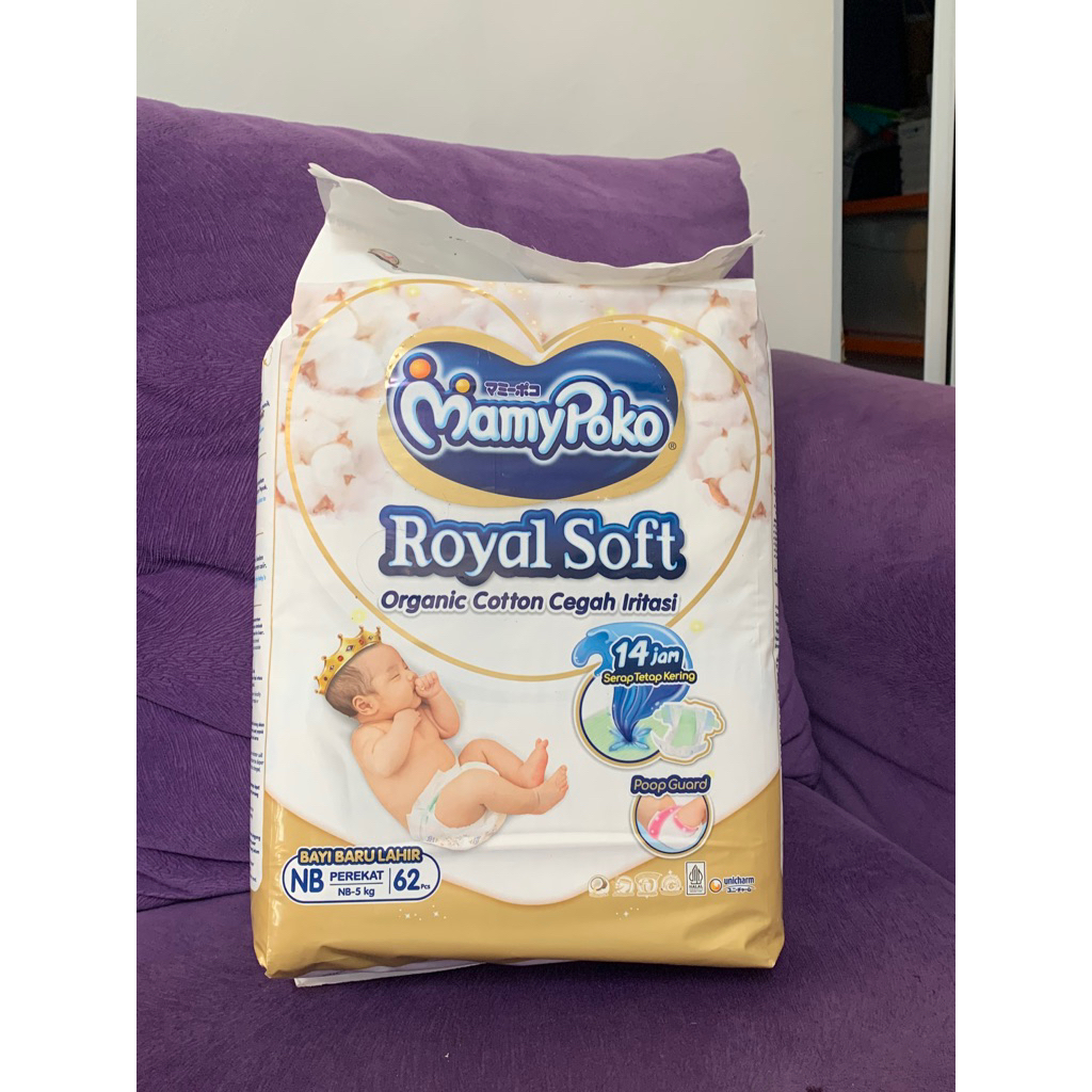 Mamypoko Royal Soft NB62 Newborn 62 Pcs | Preloved Hadiah Lahiran