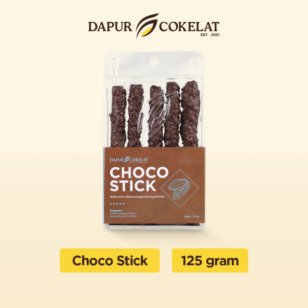 

DAPUR COKELAT - Choco Stick | Stick Wafer Renyah dengan Balutan Dark Chocolate dan Topping Kacang