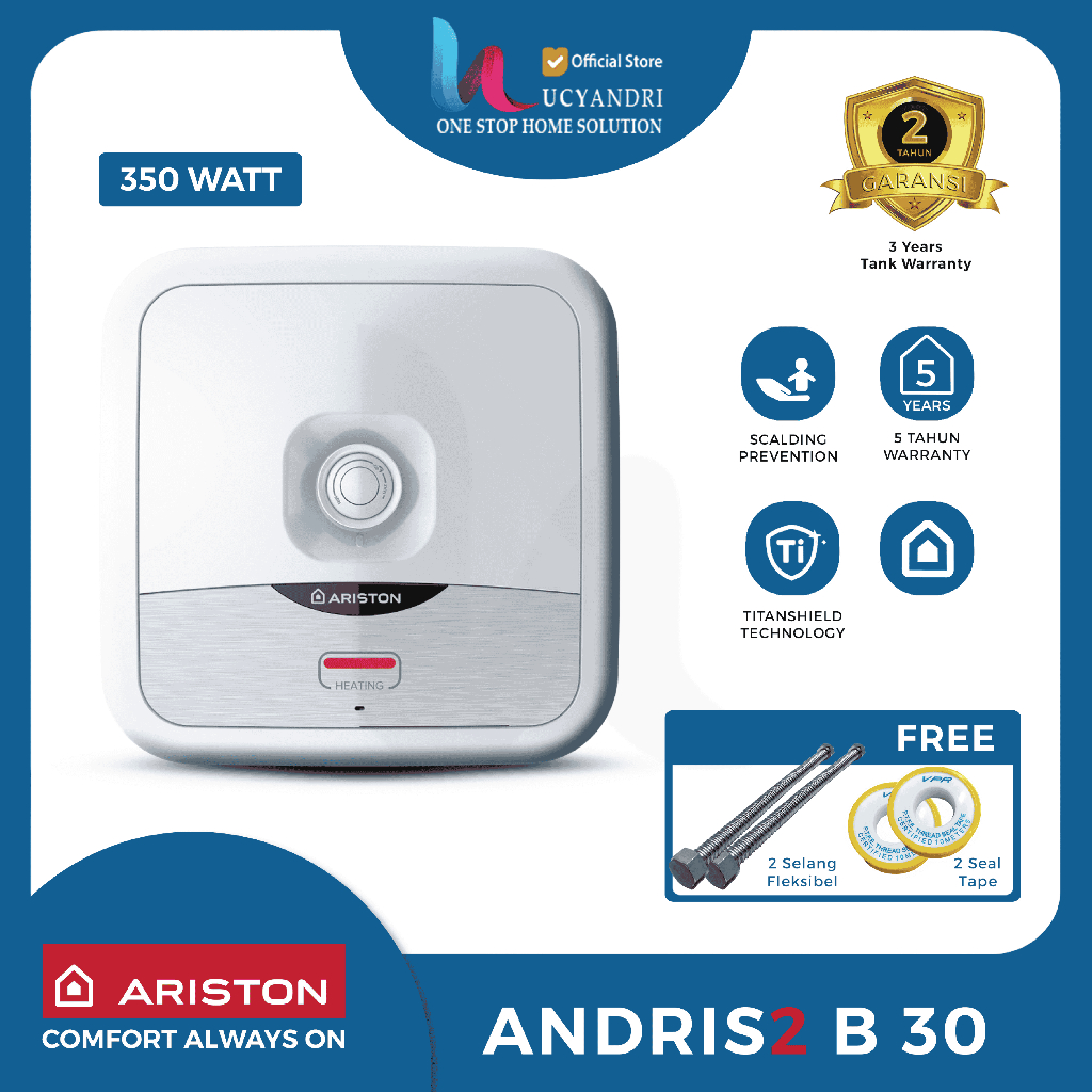Ariston Andris AN2 30 B Water Heater Listrik 30 Liter – Pemanas Air Elektrik Original