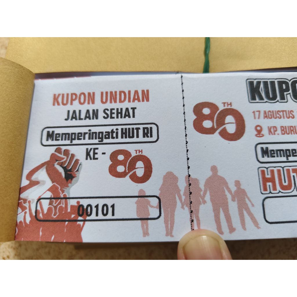 

kupon jalan sehat isi 100 lembar/jalan santai/kupon agustusan murah/kupon karnaval